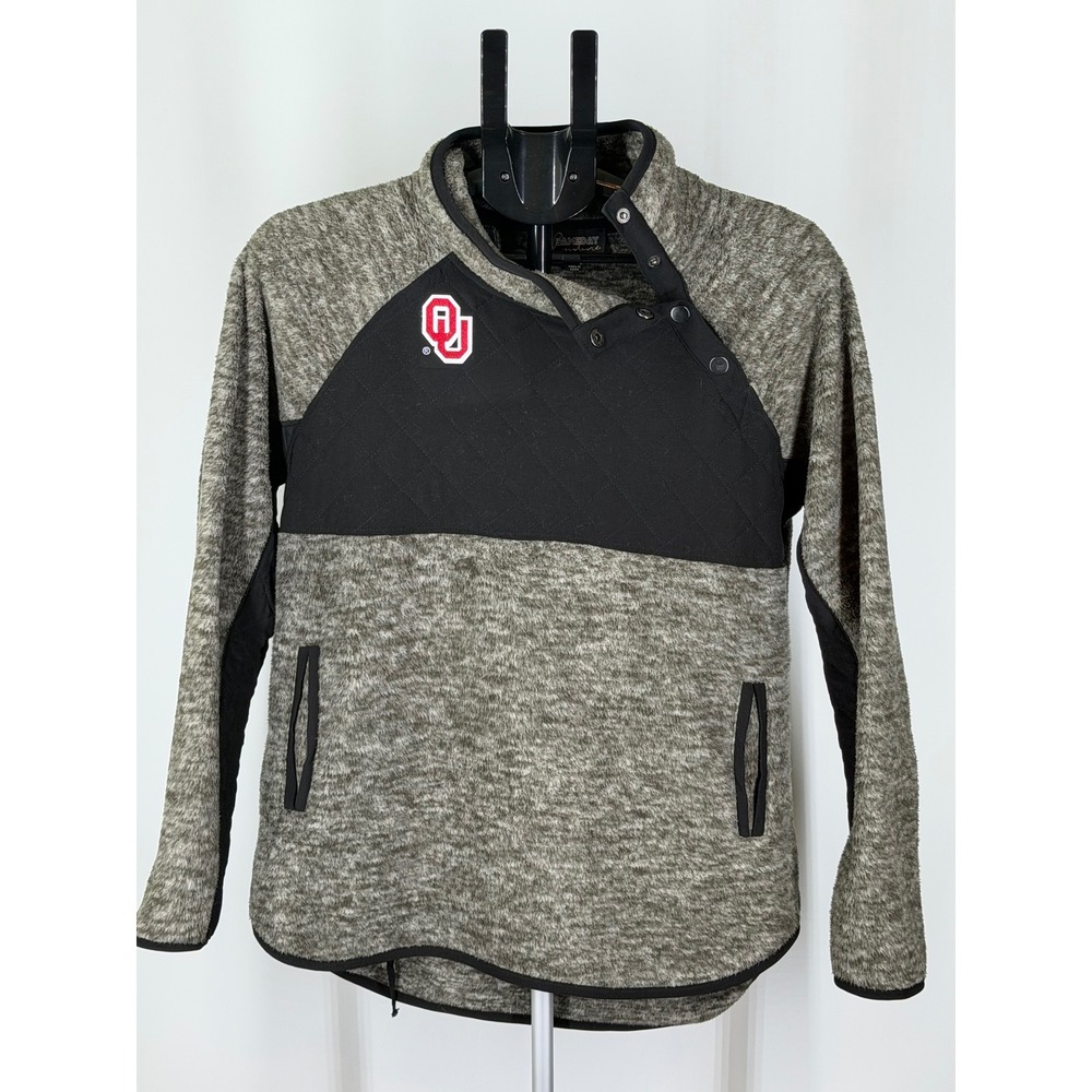 Gameday Couture Oklahoma Sooners OU Pullover Fleece Quilted Snap Neck Small